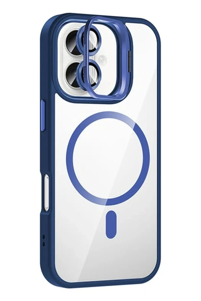 Apple iPhone 16 Remim Lensli Magsafe Standlı Kapak - Lacivert-(5796) ürün görseli 1