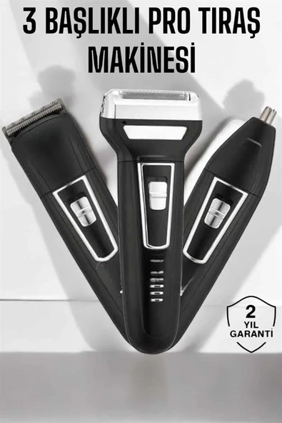 3 Başlıklı Profesyonel Tıraş Makinesi - Resim 2