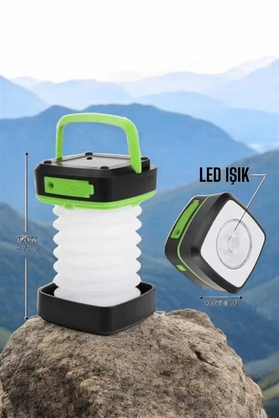 Led Lamba Kamp Lambası Hafif Taşınabilir Şarj Süreli Akordeon El Fenerli - Resim 4
