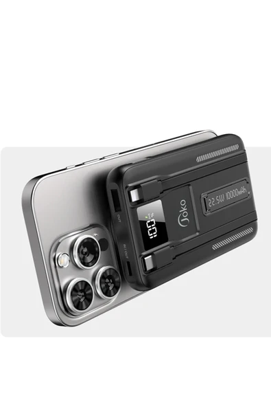 J39 10.000 mAh 20W PD Dahili Kablolu Magsafe Powerbank - Siyah-(5796) - Resim 3