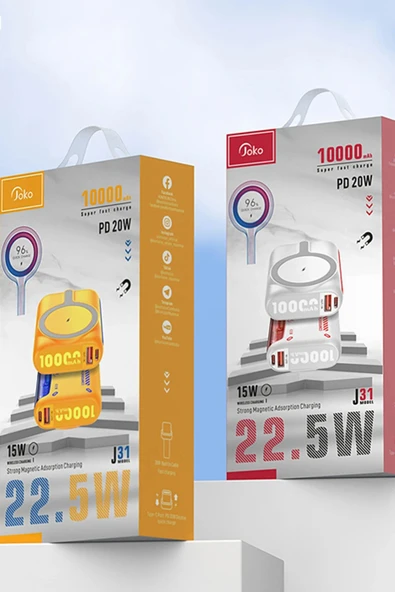 J31 10.000 mAh 20W PD Magsafe Powerbank - Beyaz-(5796) - Resim 5