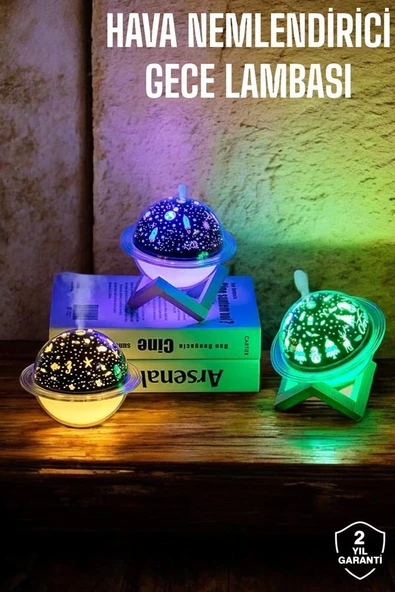 Hava Nemlendirici Masa ve Gece Lambası USB Projeksiyon Aromaterapi - Resim 2