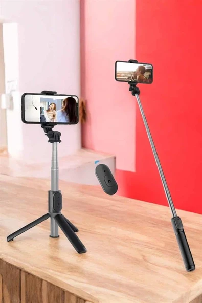 Kumandalı Tripod Telefon Tutucu Selfie Çubuğu 360 Derece Dönebilen - Resim 5