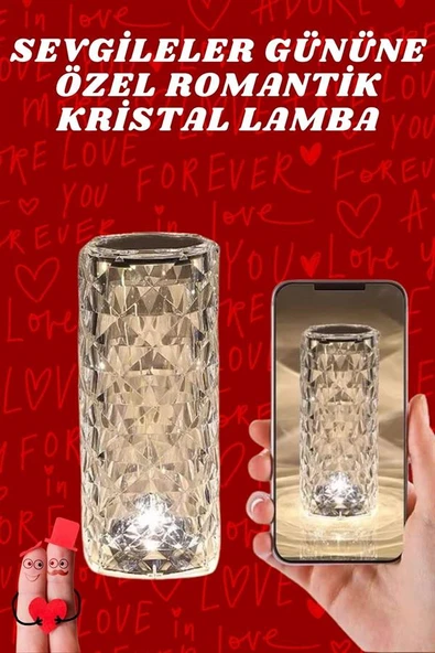 Sevgililer Günü İçin Hediye Kristal Lamba Sevgiliye Hediye USB Şarjlı Gece Lambası - Resim 2
