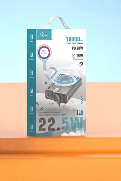 J38 10.000 mAh 20W PD Led Işıklı Magsafe Powerbank - Turuncu-(5796) - Resim 4