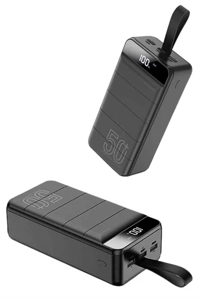 Taşınabilir Powerbank 50.000 mAh 4 Girişli Hızlı Şarj Led Göstergeli Fenerli Şarj - Resim 4