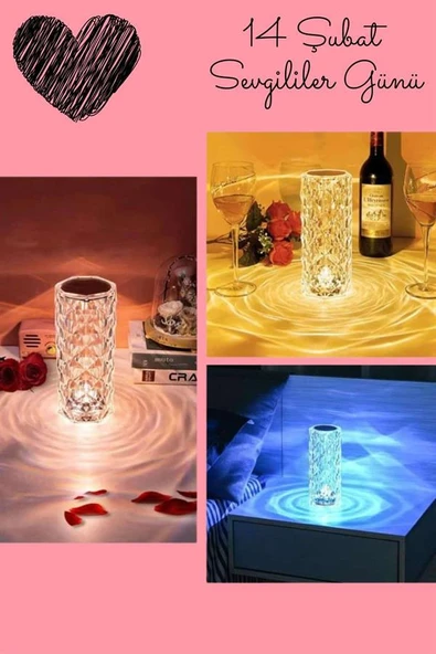 Sevgililer Gününe Özel Romantik Kristal Gece Lambası Sevgiliye Hediye ürün görseli 1