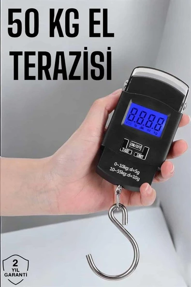 50 Kg El Kantarı Ağırlık Ölçer Dijital Ekranlı Kancalı Portatif - Resim 2