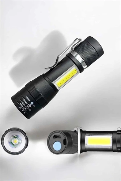 El Feneri Led USB Şarjlı Zoom Mini Led Işık Acil Durum Feneri ürün görseli 1