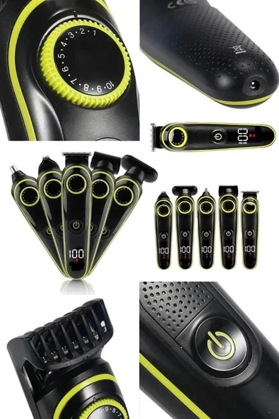 5 Başlıklı Şarjlı Tıraş Makinesi Kablosuz Saç Sakal Burun Tıraşına Uygun ürün görseli 1