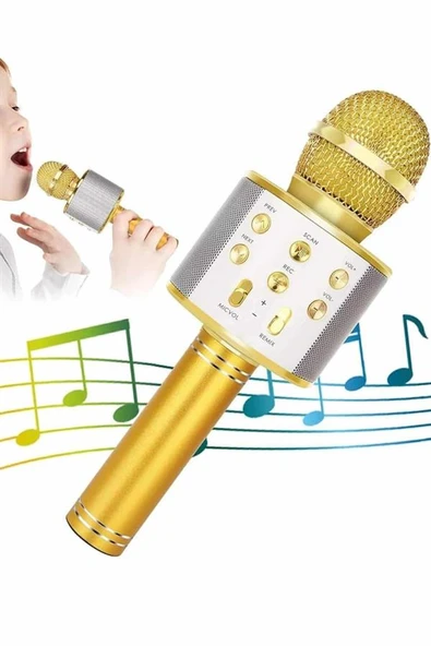 Karaoke Mikrofon Dahili Hoparlörlü Sd-usb-aux Girişli Bluetooth Hoparlör - Resim 4