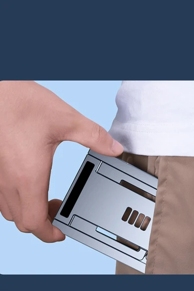 CM25 Ayarlanabilir Katlanabilir Masaüstü Telefon Tutucu - Siyah-(5796) - Resim 3