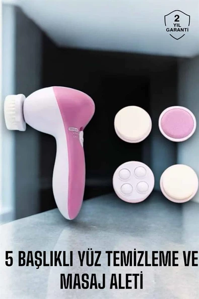 Taşınabilir Yüz Temizleme Cihazı Masaj, Peeling, Temizlik 5 Başlıklı - Resim 2
