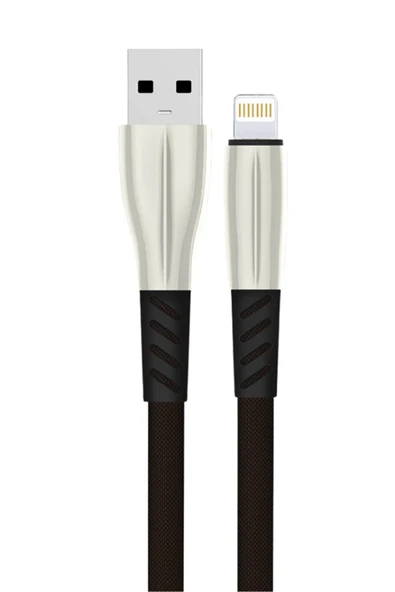 S89 Metal Uçlu Lightning Kablo iphone Uyumlu 1M 2.4A - Siyah-(5796) ürün görseli 1