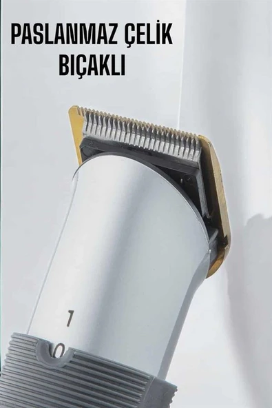 4 Taraklı Profesyonel Şarjlı Saç ve Sakal Kesme Tıraş Makinesi Seti - Resim 4