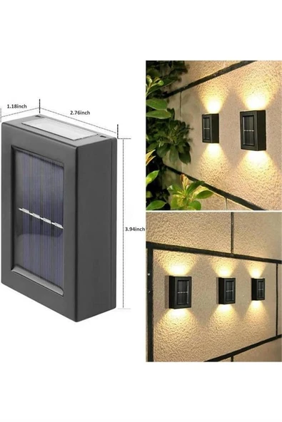 Dekoratif Duvar Lambası Solar Güneş Enerjili Bahçe Aydınlatması - Resim 3