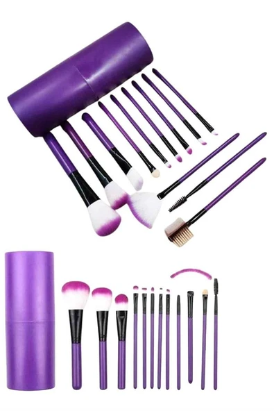 12 Parça Yumuşak Uçlu Makyaj Fırça Set-Göz ve Yüz Makyajı İçin Fırça Seti Profesyonel Makyaj Seti - Resim 3