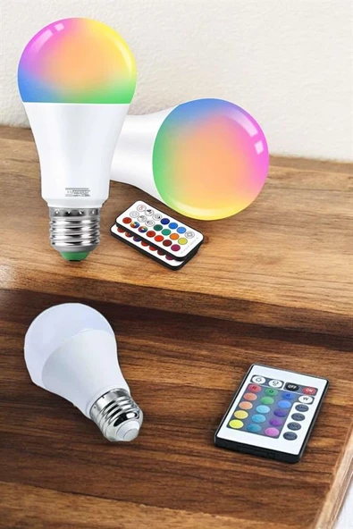 RGB Led Lamba Led Işık Ampul Renk Değiştirebilen 100 Watt - Resim 3