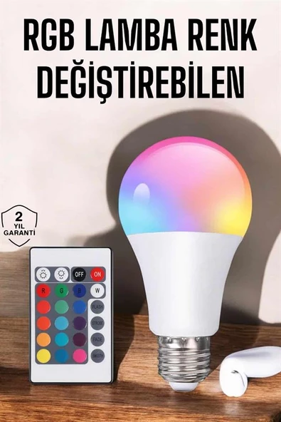 Led Ampul Enerji Dostu RGB Işıklı 100W Led Işık - Resim 2
