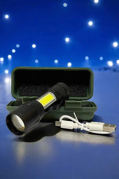 El Feneri Led USB Şarjlı Zoom Mini Led Işık Acil Durum Feneri - Resim 3
