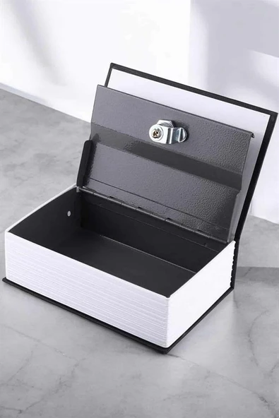 Büyük Boy Anahtarlı Kitap Görünümlü Gizli Kasa Çelik Kasa Altın Kasası - Resim 3