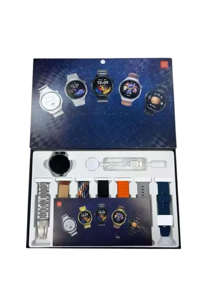 Unısex Yuvarlak Ekranlı 7 Kordonlu Akıllı Saat GPS Destekli Çoklu Kordon Seçeneği - Resim 2