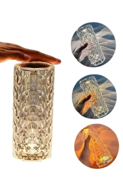Kristal Lamba Masa Lambası Şarjlı Masa Lambası Dokunmatik Sensör Usb Şarjlı - Resim 4