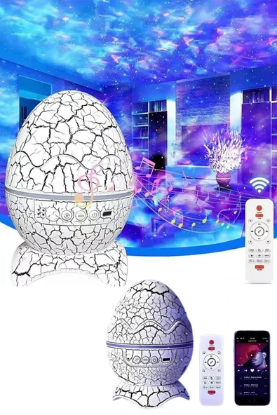 Bluetooth Hoparlör Dinozor Yumurtası Gece Masa Lambası Projektör - Resim 2
