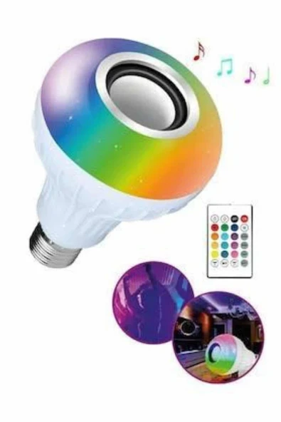 Bluetooth Hoparlör Akıllı Rgb Led Işık Renk Değiştirme Ses Bombası Ampül Görünümlü - Resim 3