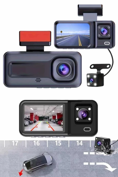 1080p Sürüş Kaydedici 2 İnç Araç Araba Ön İç Arka DVR IPS Ekran - Resim 4