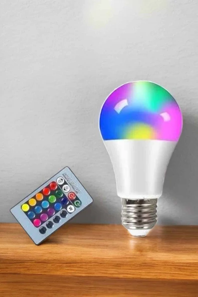 Led Ampul Enerji Dostu RGB Işıklı 100W Led Işık - Resim 4