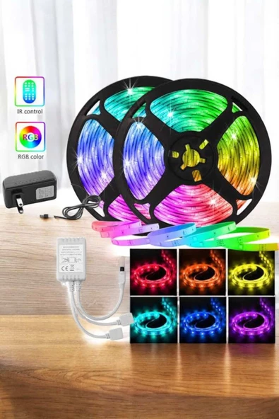 5 Metre Şerit Led RGB Işıklı Kumandalı Güç Adaptörü Her Ortama Uygun - Resim 4