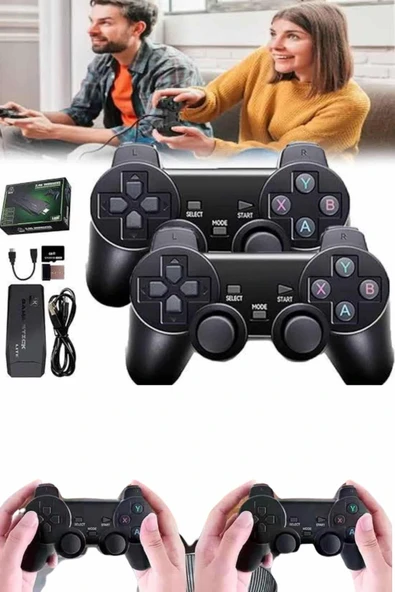 2 Kollu Kablosuz 2.4G Retro Oyunlar 4k Game Stick 3500 Oyun Atari - Resim 4