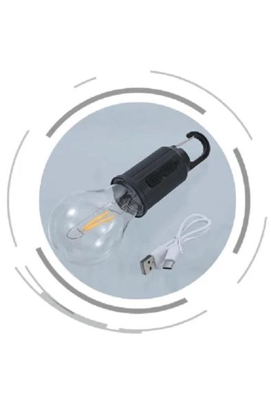 Taşınabilir Askılı Ampul Kamp Lambası Askılı Type-C Şarjlı Bahçe Lambası - Resim 4