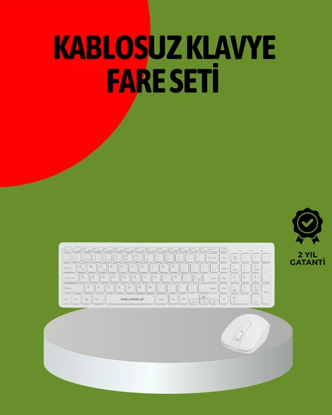 Kablosuz Klavye Mouse Seti Beyaz Q Klavye Tüm Cihazlara Uyumlu ürün görseli 1
