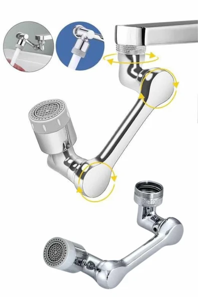 180 Derece Dönebilen Fonksiyonel Paslanmaz Çelik Robotik Kol Musluk Başlığı - Resim 2