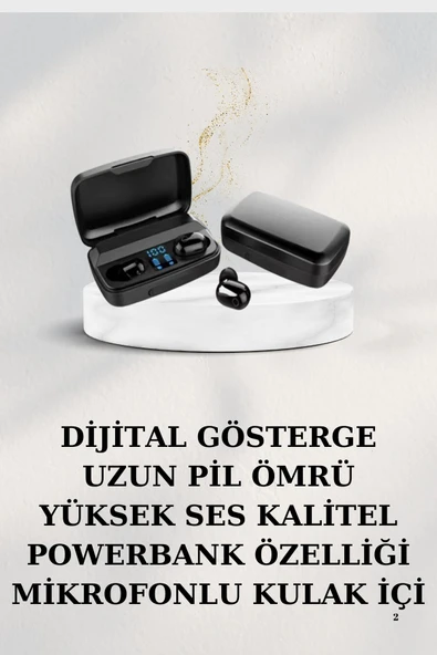 Dijital Göstergeli Bluetooth Kulaklık Kablosuz TWS Stereo Bluetooth 5.0 - Resim 2