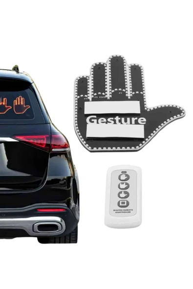 El Orta Parmak Led Kumandalı Araç İçi Reflektör Arka Cam El Simgesi - Resim 4