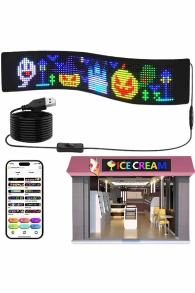 LED Matrix Panel RGB Ekran Kumandalı Araç Camına Uygun - Resim 5