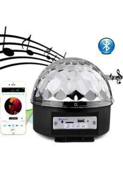 Led Işık Disko Topu Bluetooth Hoparlörlü USB Müzik Çalar Kumandalı - Resim 5