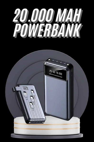 Hızlı Şarj Özellikli 20.000 Mah Dijital Göstergeli USB Girişli Android ve İOS Uyumlu Powerbank ürün görseli 1