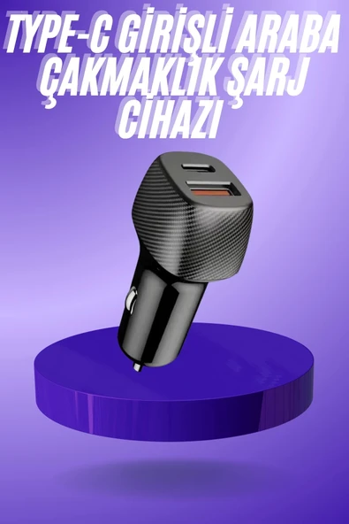 38W USB Type-C Girişli Oto Çakmaklık Araç İçi Hızlı Şarj Çakmaklık Şarj Aleti ürün görseli 1