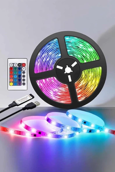 Yeni Nesil RGB Işıklı 10Metre Şerit Led Kumandalı Şarj Edilebilir - Resim 5