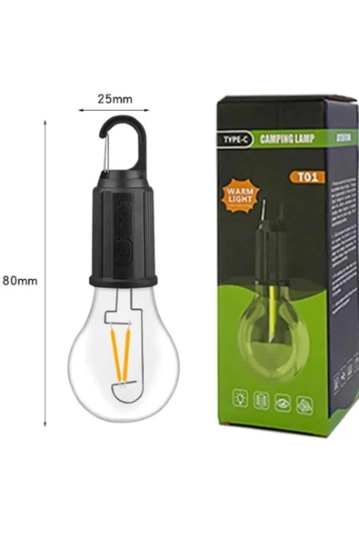 3 Farklı Mod LED'li Şarjlı Asma Kancalı Kamp Lambası Taşınabilir Ampul - Resim 5