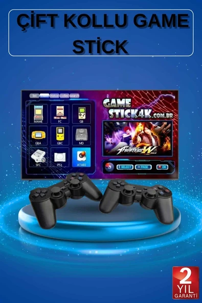 2 Kollu Kablosuz 2.4G Retro Oyunlar 4k Game Stick 3500 Oyun Atari - Resim 3