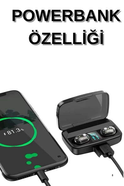 Dijital Göstergeli Bluetooth Kulaklık Kablosuz TWS Stereo Bluetooth 5.0 - Resim 4