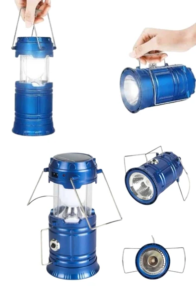 Kamp Feneri Şarj Edilebilir Güneş Enerjili Işıldak USB Şarjlı - Resim 3