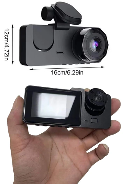 3 Kameralı 2 İnç 1080P Araç İçi Kamera Sürüş Kamerası CarPlay - Resim 5