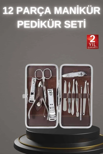 12 Parça Paslanmaz Çelik Kompakt ve Taşınabilir Manikür Makası Tırnak Makası ürün görseli 1