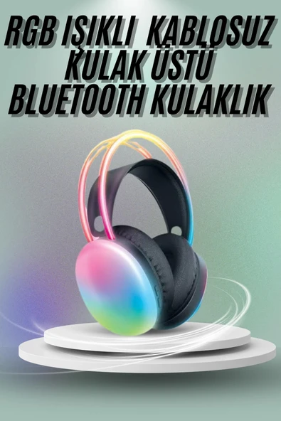 Kulak Üstü Kablosuz Bluetooth Kulaklık Unısex Renkli Işıklı Kulaklık ürün görseli 1